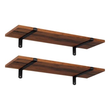 2er-Set Wandregale SHELFY, Braun/Schwarz