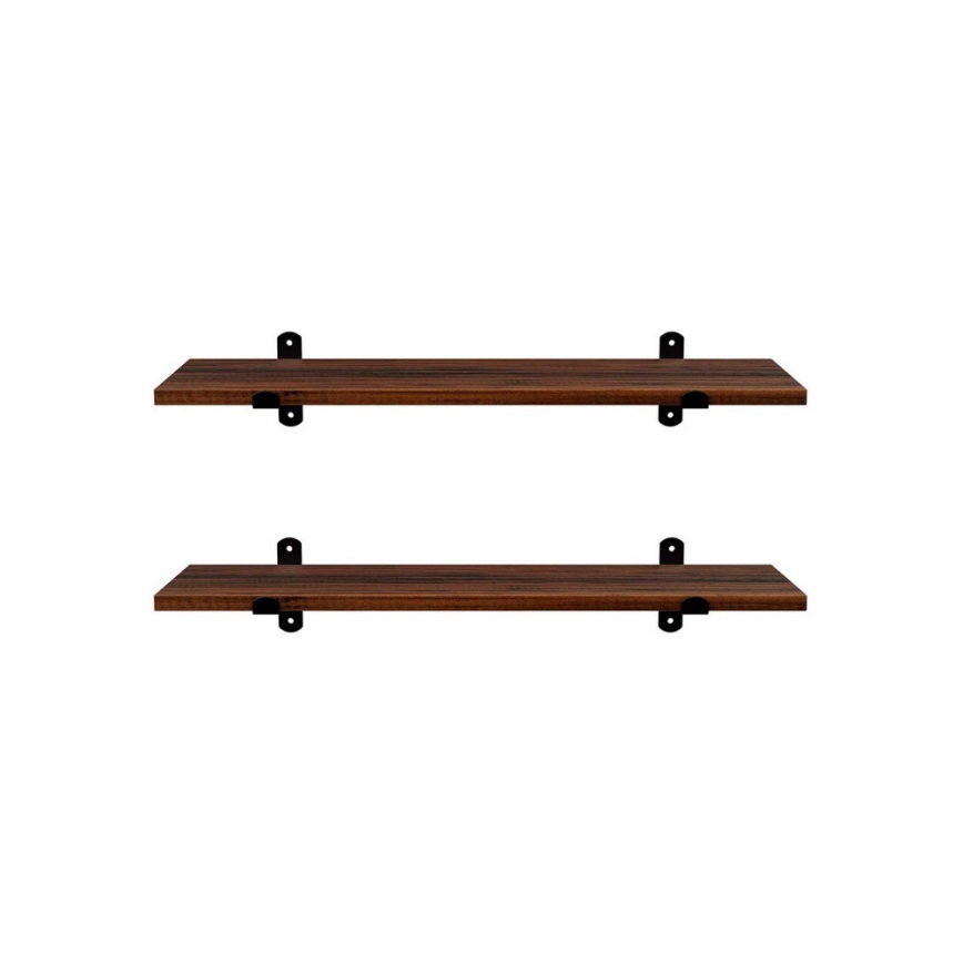 2er-Set Wandregale SHELFY, Braun/Schwarz