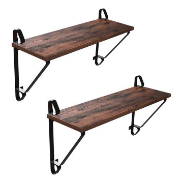 2er-Set Wandregale SHELFY, braun/schwarz