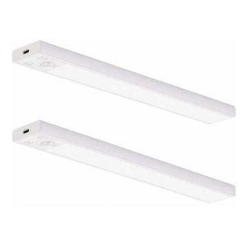 2er-Set wiederaufladbare LED-Möbelbeleuchtung mit Bewegungs- und Dämmerungssensor VIRO LED/1,2W/3,7V 800 mAh 3000/4000/6500K 30 cm weiß