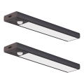 2er-Set wiederaufladbare LED-Möbelbeleuchtung mit Bewegungs- und Dämmerungssensor VIRO LED/1W/3,7V 800 mAh 3000/4000/6500K 20 cm schwarz