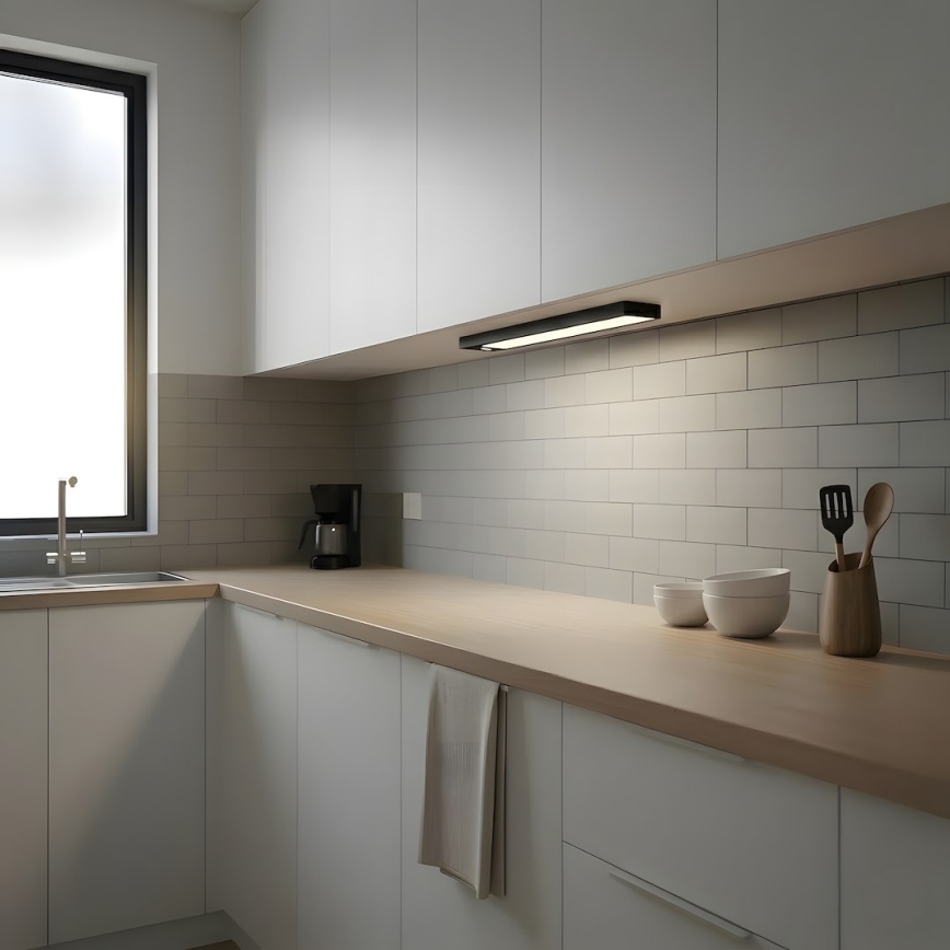 2er-Set wiederaufladbare LED-Möbelbeleuchtung mit Bewegungs- und Dämmerungssensor VIRO LED/1,2W/3,7V 800 mAh 3000/4000/6500K 30 cm schwarz