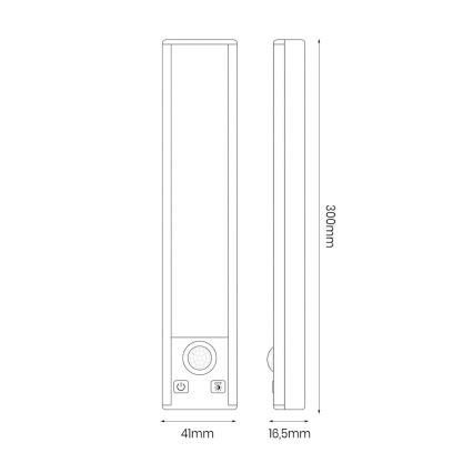 2er-Set wiederaufladbare LED-Möbelbeleuchtung mit Bewegungs- und Dämmerungssensor VIRO LED/1,2W/3,7V 800 mAh 3000/4000/6500K 30 cm schwarz