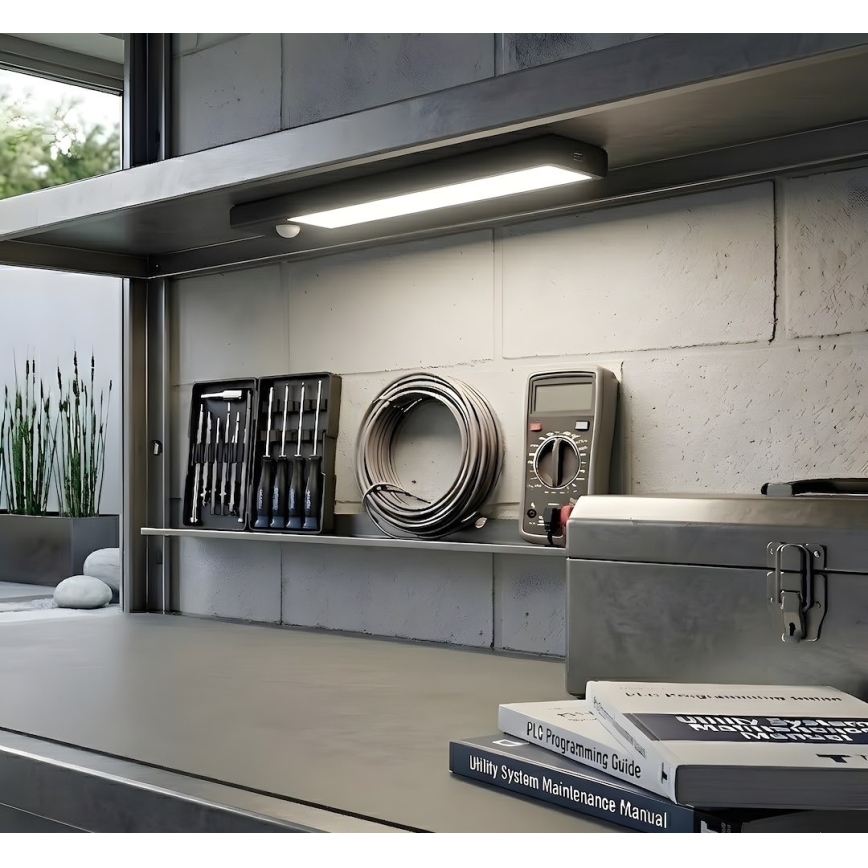 SET 2x wiederaufladbare LED-Möbelbeleuchtung mit Bewegungs- und Dämmerungssensor VIRO LED/1W/3,7V 800 mAh 3000/4000/6500K 20 cm schwarz