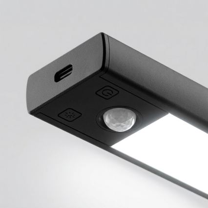 SET 2x wiederaufladbare LED-Möbelbeleuchtung mit Bewegungs- und Dämmerungssensor VIRO LED/1W/3,7V 800 mAh 3000/4000/6500K 20 cm schwarz