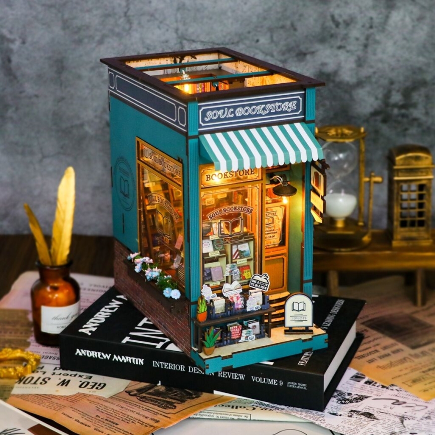2Kids Toys - 3D-Puzzle LED-Buchstütze Buchhandlung für die Seele 2xAAA