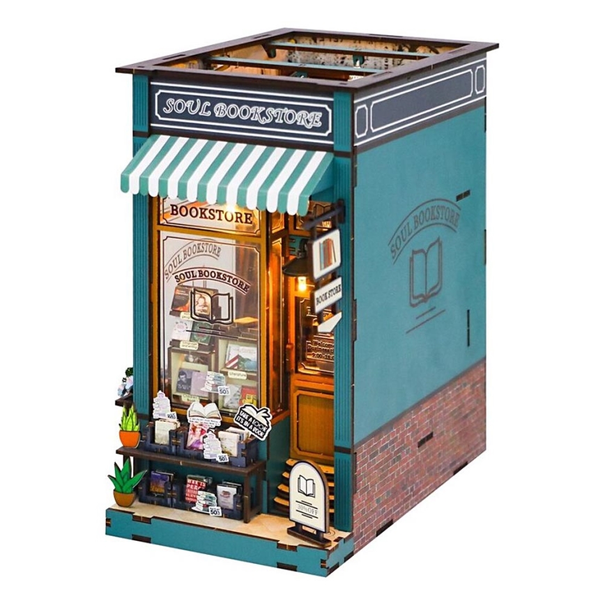 2Kids Toys - 3D-Puzzle LED Buchstütze Buchhandlung Seele 2xAAA