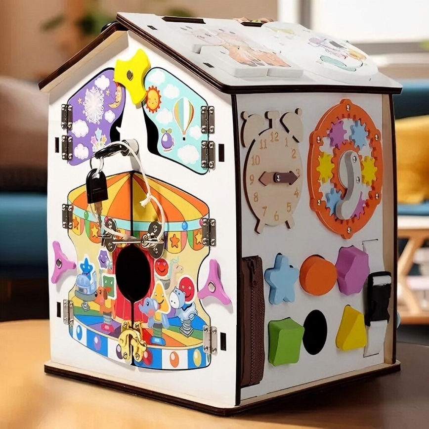 2Kids Toys - Beschäftigungsbrett Häuschen, weiß