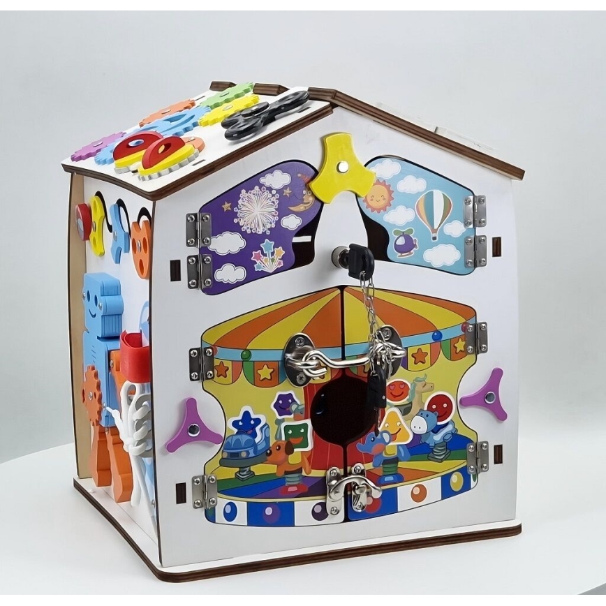 2Kids Toys - Beschäftigungsbrett Häuschen, weiß