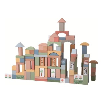2Kids Toys - Holzklötze Safari mit Tieren 120 Stk.