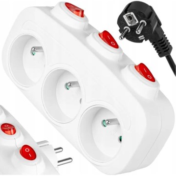 3-fach-Steckdosenleiste mit Schaltern