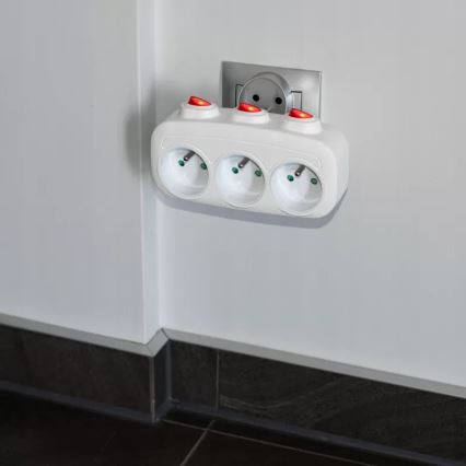 3-fach-Steckdosenleiste mit Schaltern