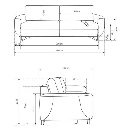 3-Sitzer-Sofa AVESTA, grau