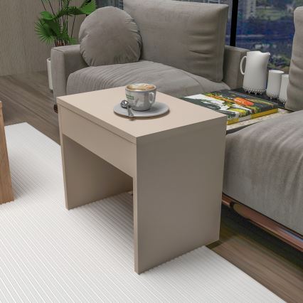 3er-Set Couchtische SOLIS 45/45/100x30/30/40 cm beige/Fichte
