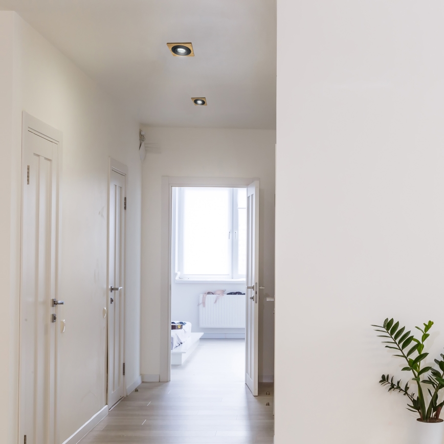 3er-Set Einbauleuchte TOBBY 1xGU10/20W/230V 11,5x11,5 cm Eiche/Schwarz