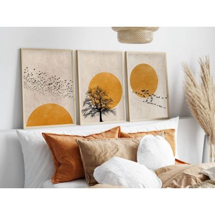 3er-Set gerahmte Bilder, 50x70 cm, Beige/Orange