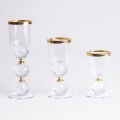 3er-Set Kerzenhalter, gold/transparent