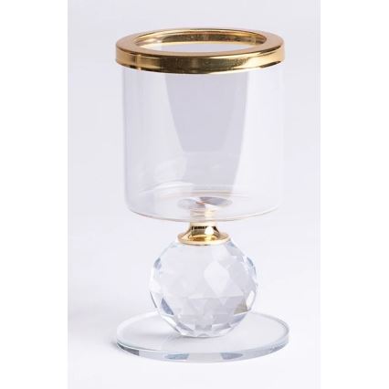 3er-Set Kerzenhalter, gold/transparent