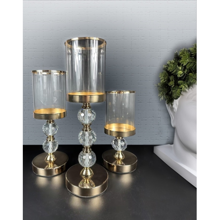 3er-Set Kerzenhalter, goldfarben