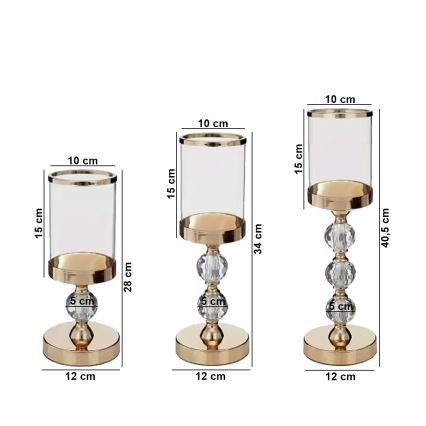 3er-Set Kerzenhalter, goldfarben