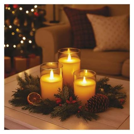 3er-Set LED-Kerzen, Betrieb mit 6×AA-Batterien