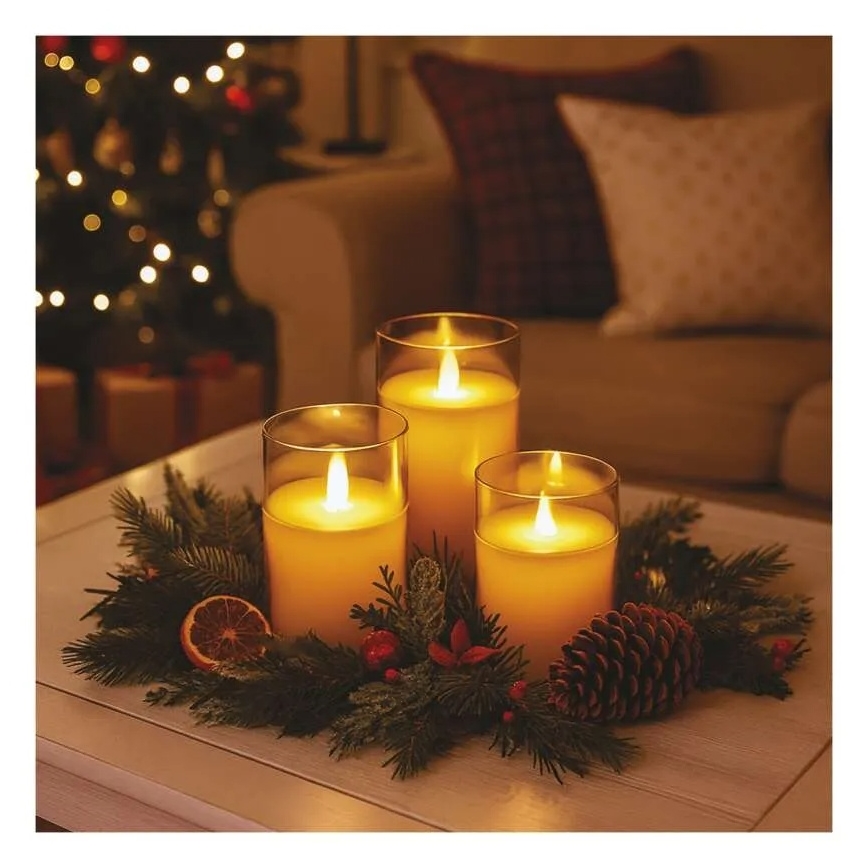 3er-Set LED-Kerzen, Betrieb mit 6×AA-Batterien