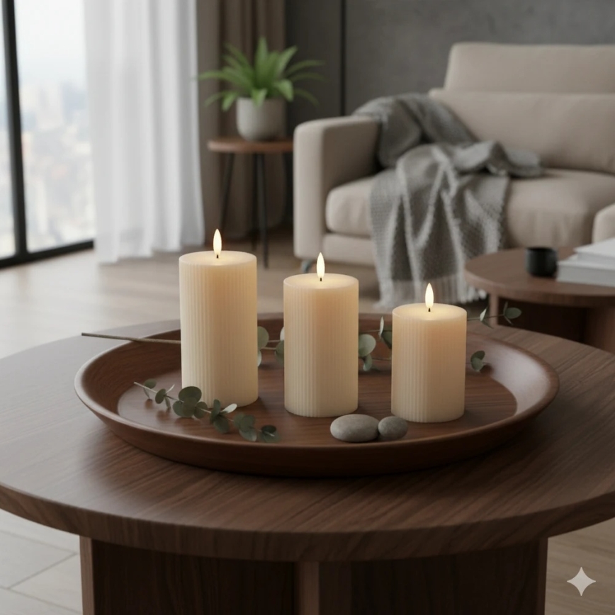 3er-Set LED-Kerzen BRILLO (LED/3×AAA), cremefarben, mit Fernbedienung