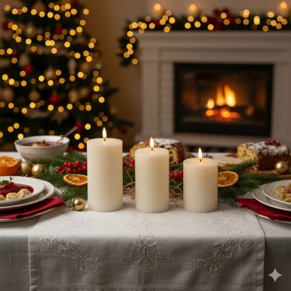 3er-Set LED-Kerzen BRILLO (LED/3×AAA), cremefarben, mit Fernbedienung