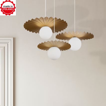 3er-Set Pendelleuchten SUNPLISS mit Kabelaufhängung, 1xG9/10W/230V, gold/creme