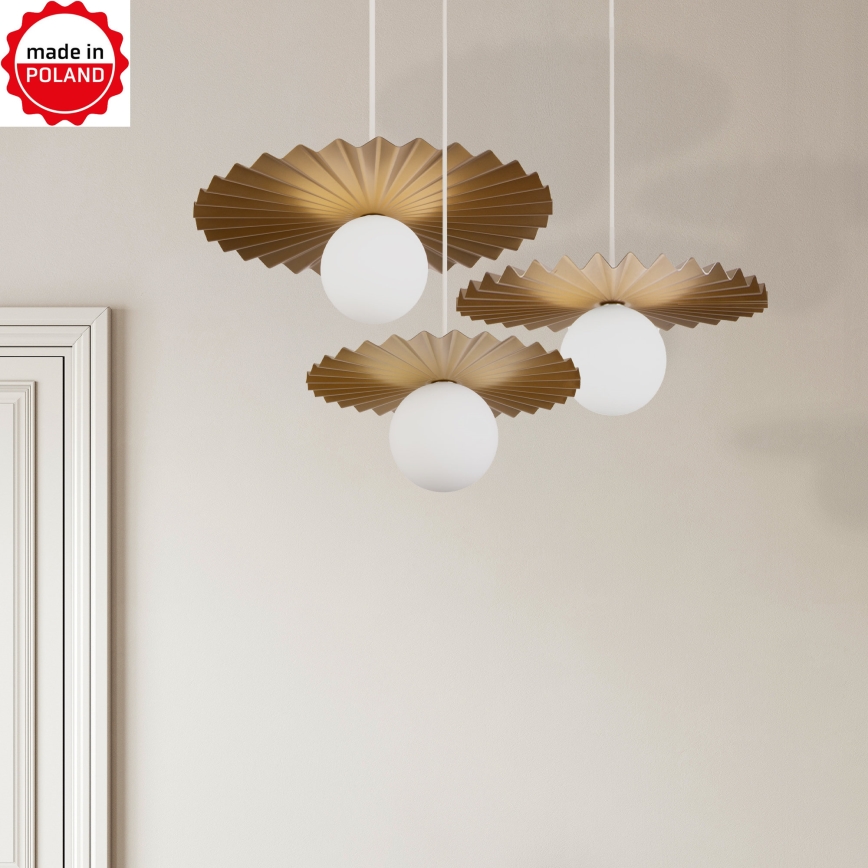 3er-Set Pendelleuchten SUNPLISS mit Kabelaufhängung, 1xG9/10W/230V, gold/creme