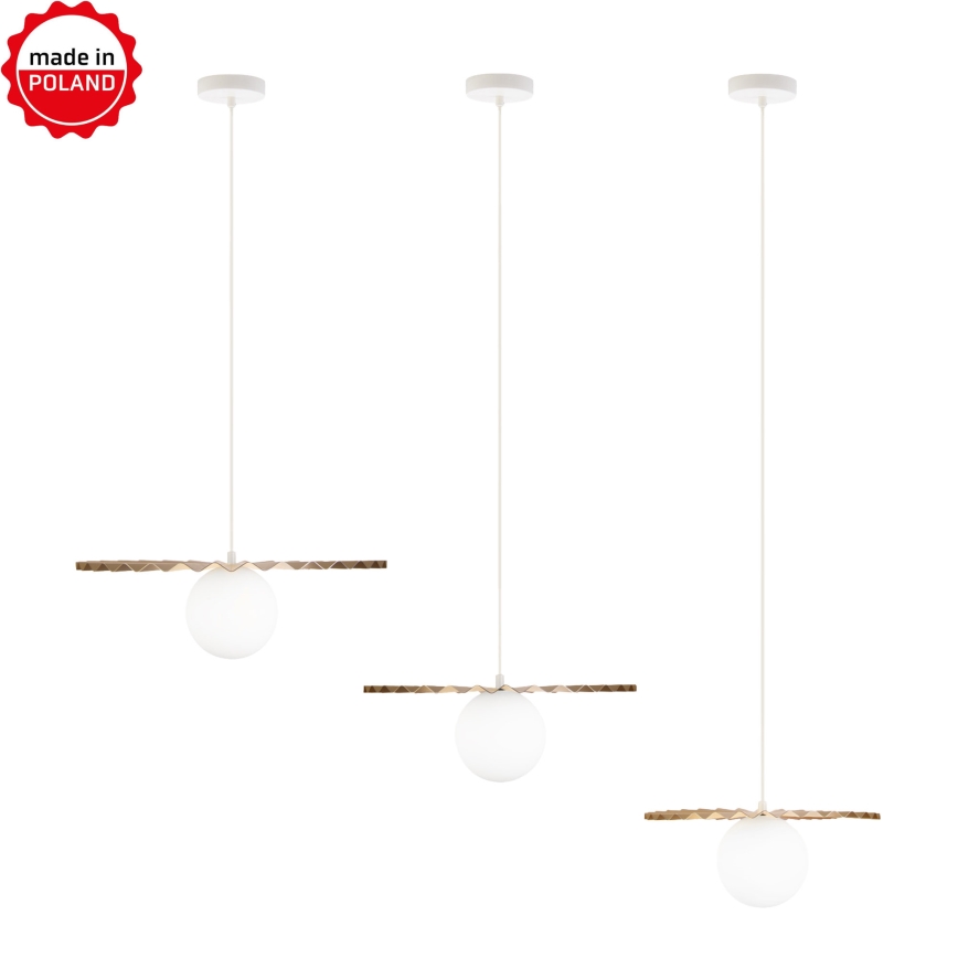 3er-Set Pendelleuchten SUNPLISS mit Kabelaufhängung, 1xG9/10W/230V, gold/creme