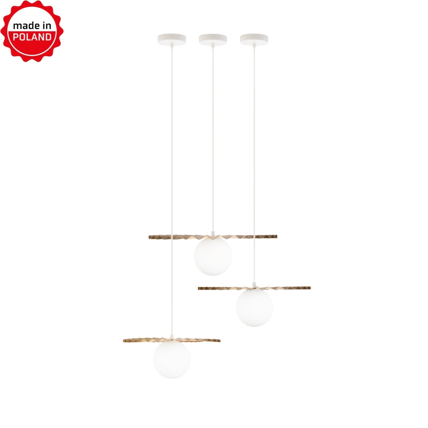 3er-Set Pendelleuchten SUNPLISS mit Kabelaufhängung, 1xG9/10W/230V, gold/creme