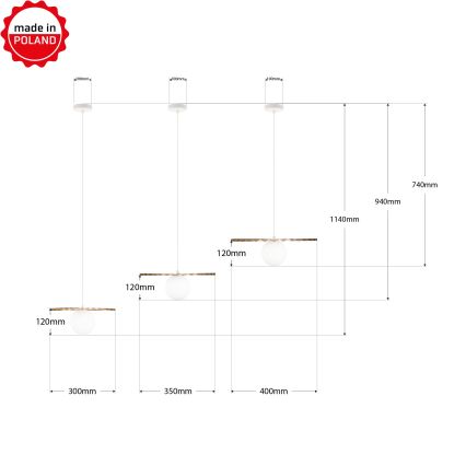 3er-Set Pendelleuchten SUNPLISS mit Kabelaufhängung, 1xG9/10W/230V, gold/creme