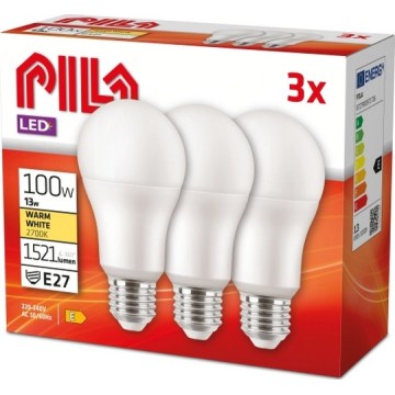 3er-Set Philips Pila LED-Lampe E27/13W/230V 2700K