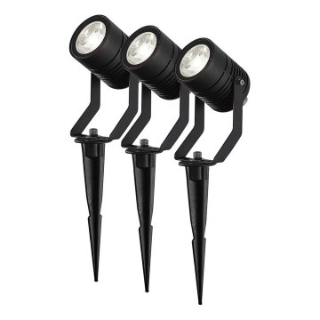 3er-Set SmartLife dimmbare RGBW-LED-Außenleuchten, 3 W, 230 V, IP65, Wi‑Fi (Tuya), schwarz