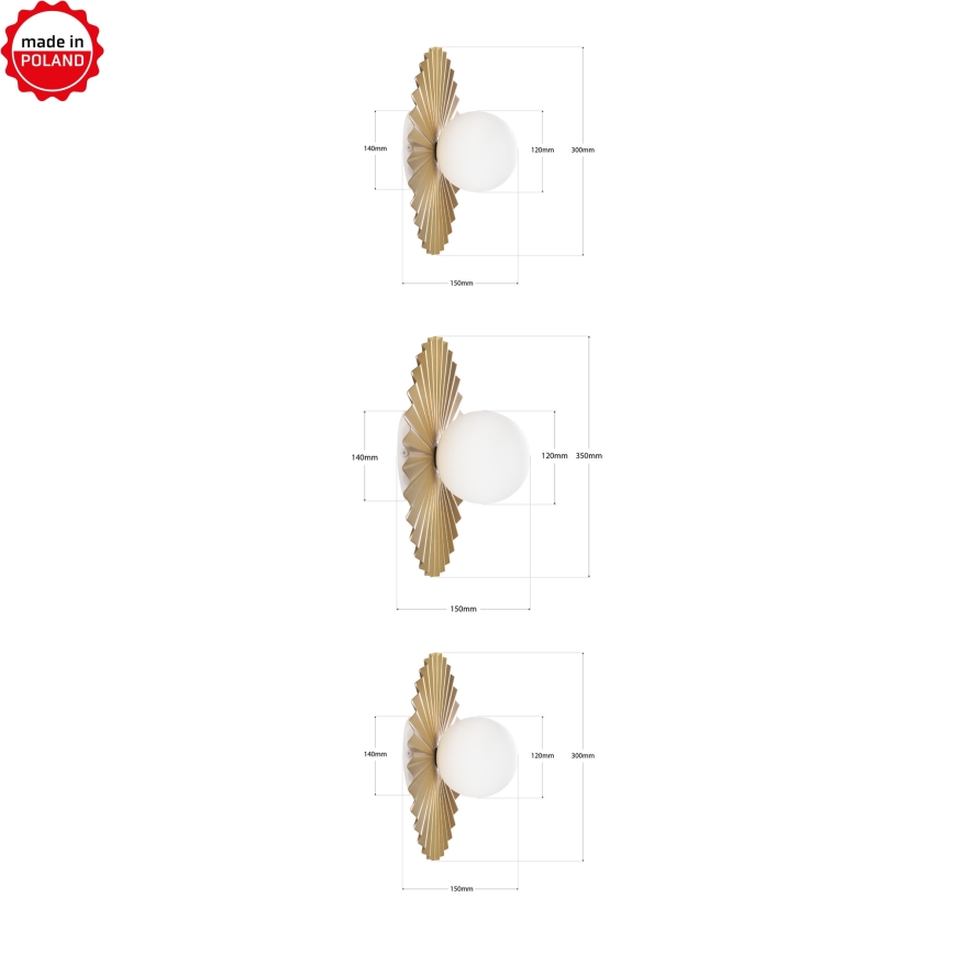 3er-Set Wandleuchten SUNPLISS, 1x G9/10W/230V, gold/creme