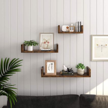 3er-Set Wandregale SHELFY, braun