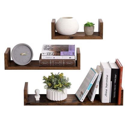 3er-Set Wandregale SHELFY, braun