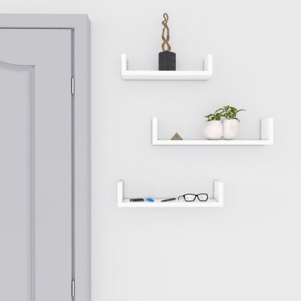 3er-Set Wandregale SHELFY, weiß
