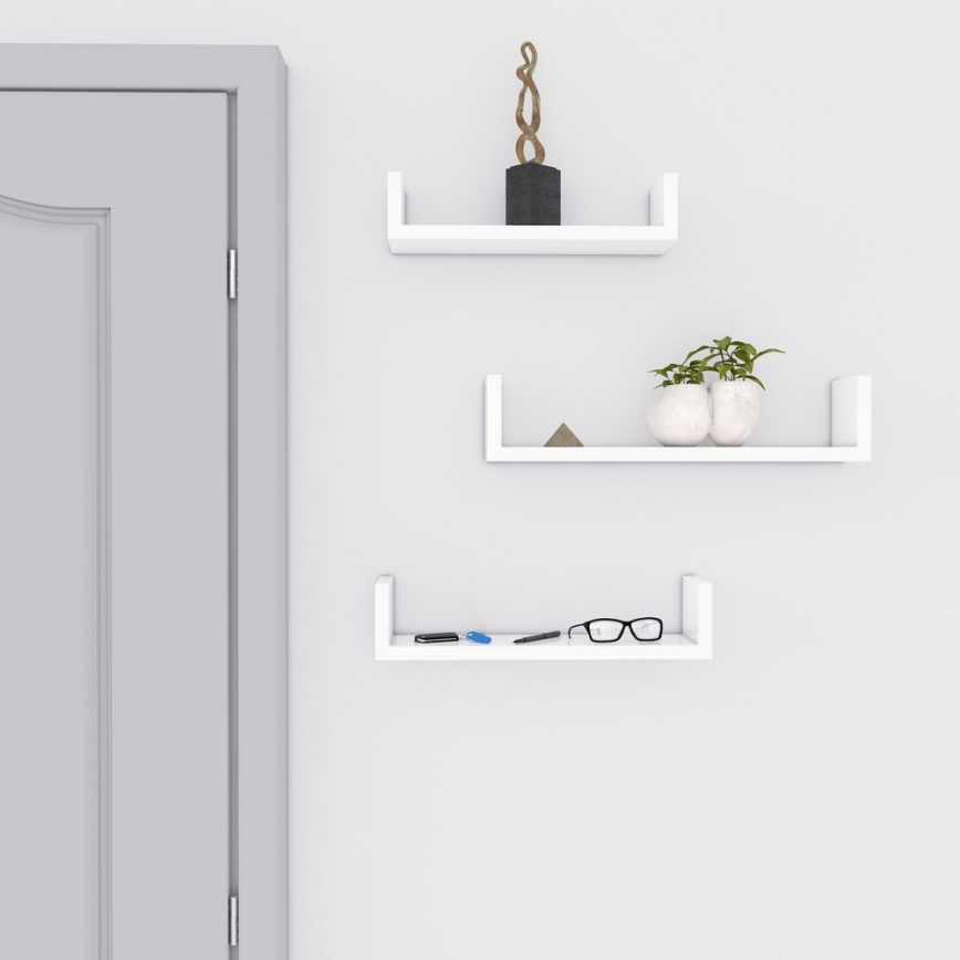 3er-Set Wandregale SHELFY, weiß