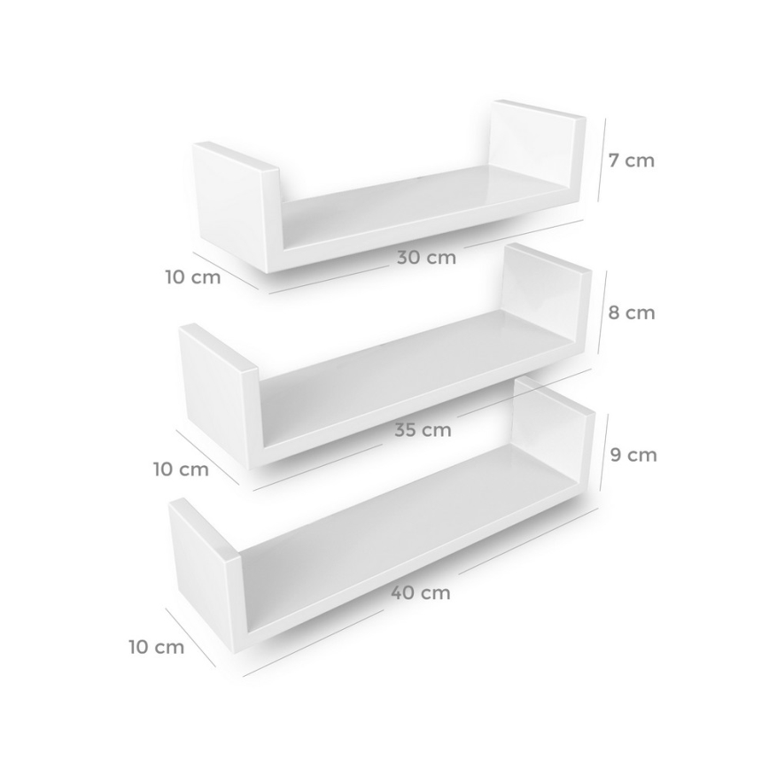 3er-Set Wandregale SHELFY, weiß