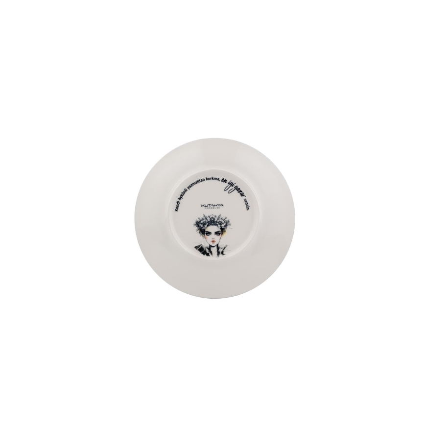 4-teiliges Speiseservice, schwarz/weiß, Porzellan