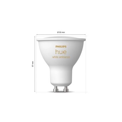 4er-Set dimmbarer LED-Leuchtmittel Philips Hue WHITE AMBIANCE GU10, 4,2 W, 230 V, 2200–6500 K