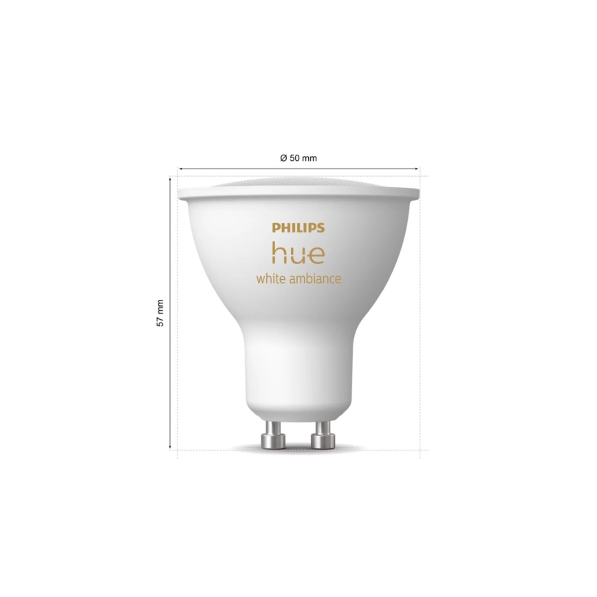 4er-Set dimmbarer LED-Leuchtmittel Philips Hue WHITE AMBIANCE GU10, 4,2 W, 230 V, 2200–6500 K