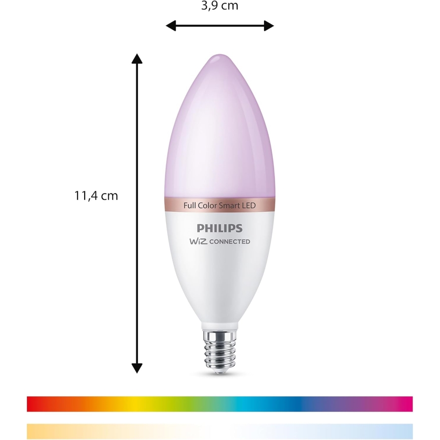 4er-Set dimmbares RGB-LED-Leuchtmittel Philips SMART C37 E14/4,9W/230V 2200-6500K
