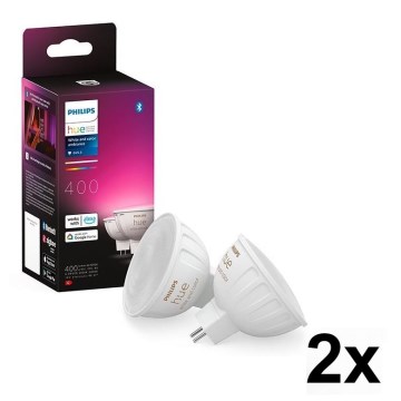 4er-Set dimmbares LED-RGBW-Leuchtmittel Philips Hue WHITE AND COLOR AMBIANCE GU5,3/MR16/6,3W/12V 2000-6500K