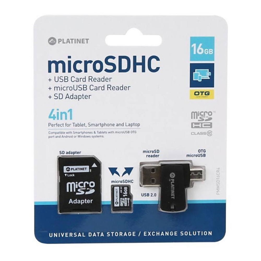 4in1 MicroSDHC 16GB + SD-Adapter + MicroSD-Leser + OTG-Adapter