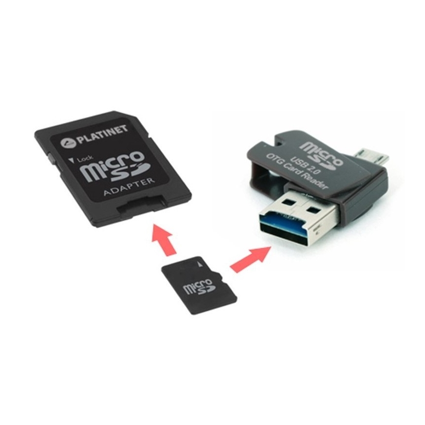 4in1 MicroSDHC 16GB + SD-Adapter + MicroSD-Leser + OTG-Adapter