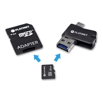 4in1 MicroSDHC 32GB + SD-Adapter + MicroSD-Kartenleser + OTG-Adapter