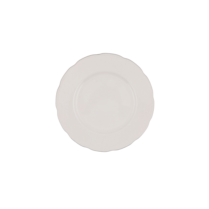 54-teiliges Porzellan-Tafelservice, Weiß/Silber/Elfenbein